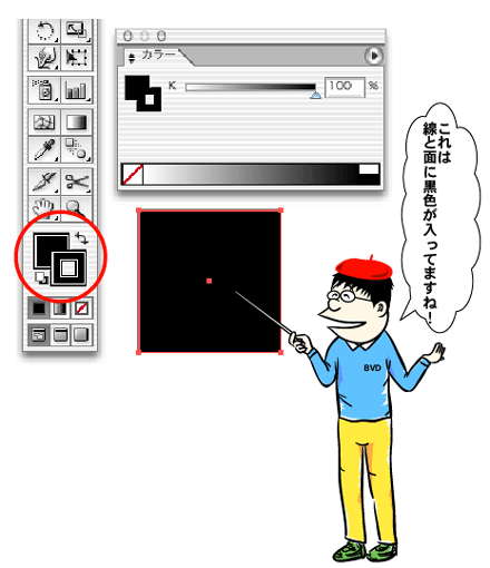 イラレで線と面に塗りが入っているオブジェクト