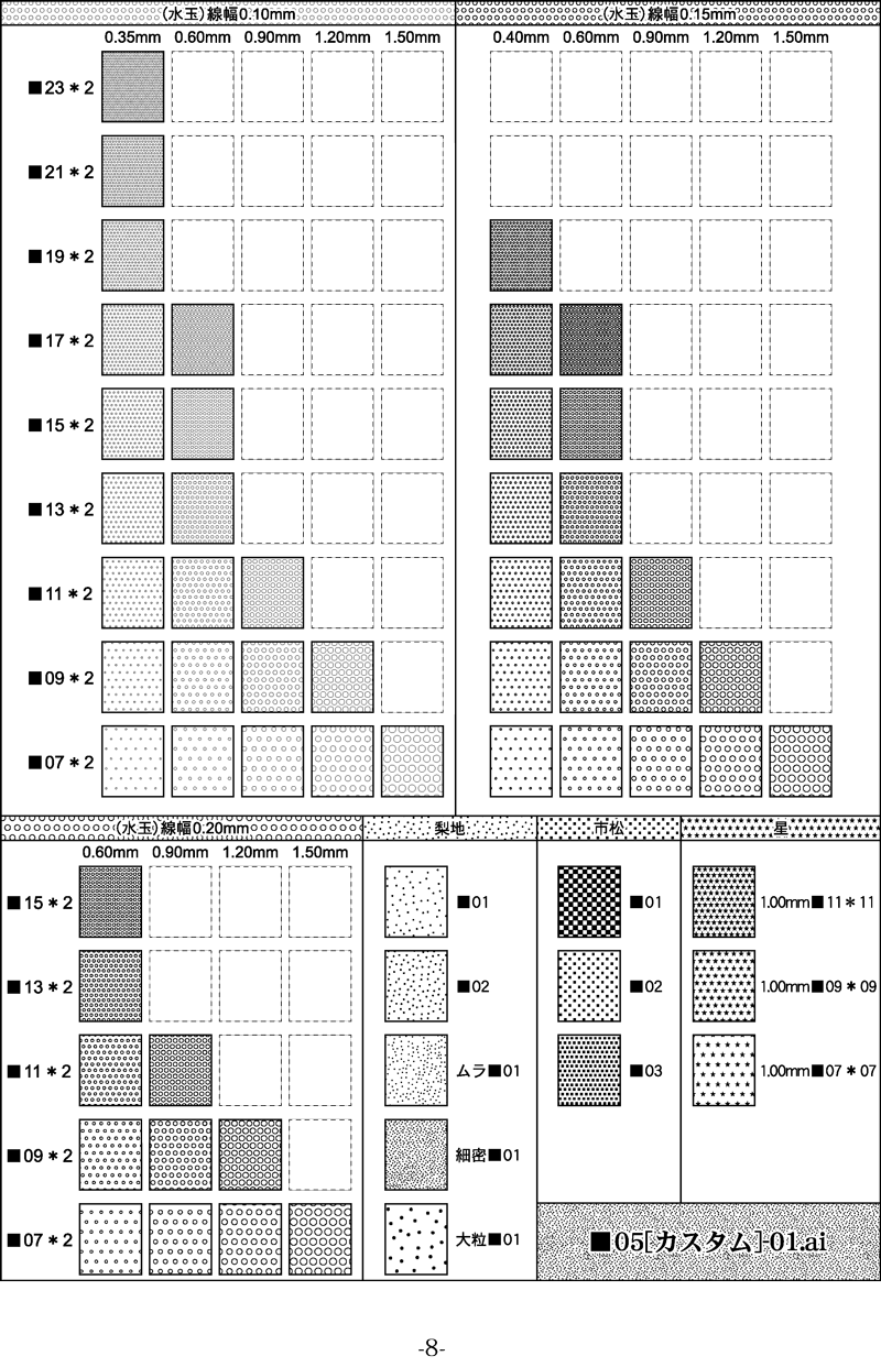 Illustrator パターンスウォッチ素材集 ハッチング ドット 製図 特許図面 断面図 地質図 印刷用 イラレ屋