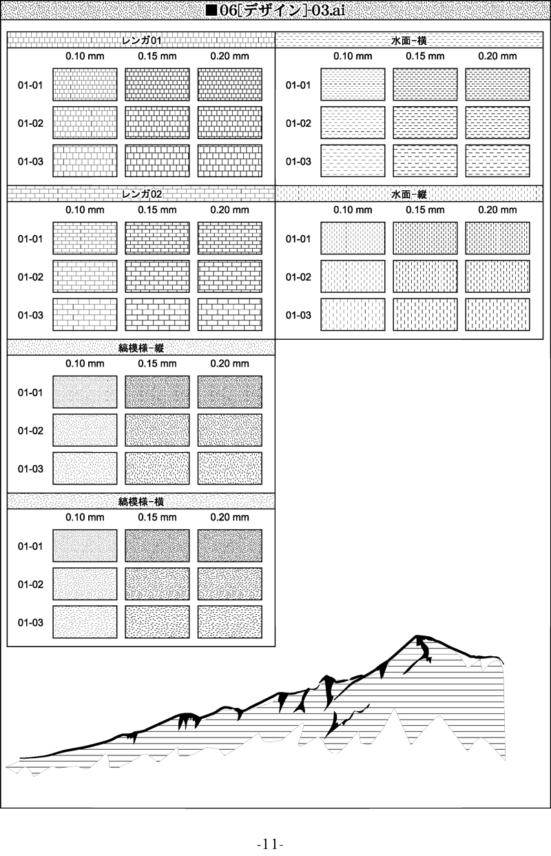 Illustrator パターンスウォッチ素材集 ハッチング ドット 製図 特許図面 断面図 地質図 印刷用 イラレ屋