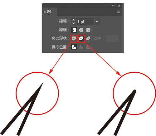 Illustratorの 線 の 角の形状 を丸くする ラウンド結合 設定にするとイラストがキレイになる