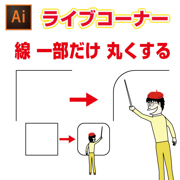 動画 イラレの線 パス 一部を角丸で面取り 角を丸くする方法