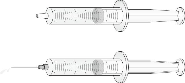 注射器イラストのトレース練習用の下絵素材